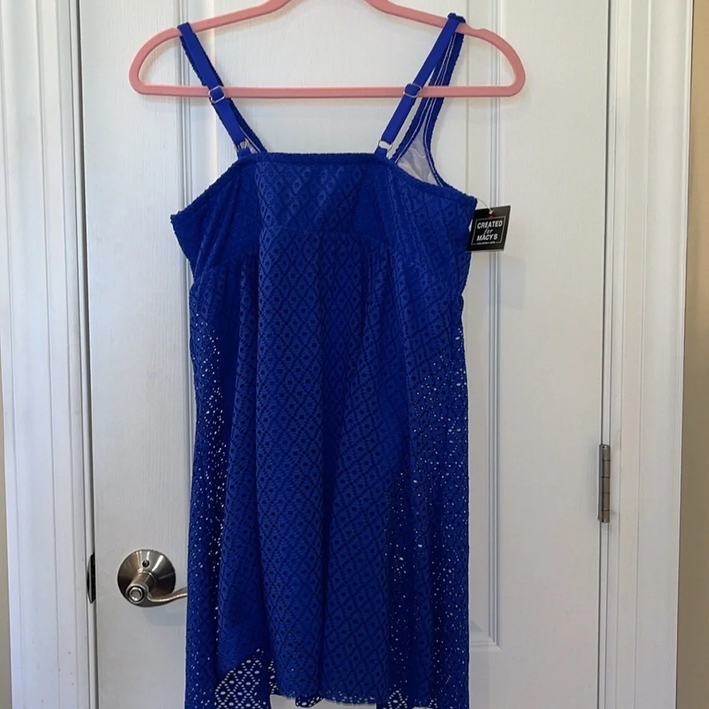 🆕 Swim Solutions COBALT BLUE Knot-Front Tummy-Control Swim Dress 16W Swimsuit - Picture 5 of 11